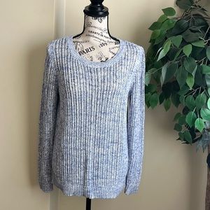 Talbots Pullover Open Knit Speckled Cotton Sweater Blue Sz M